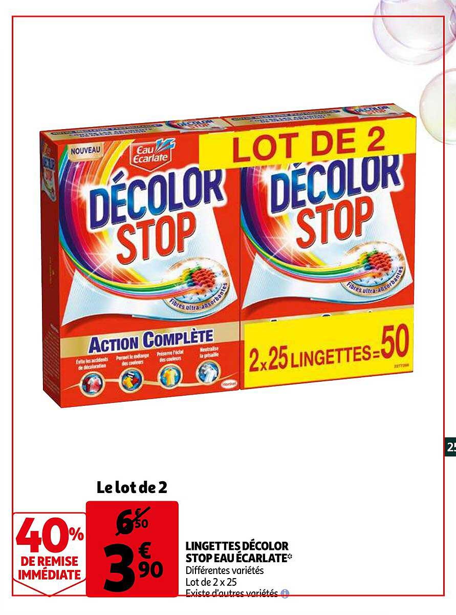 lingettes décolor stop eau écarlate