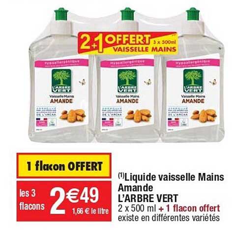 liquide vaisselle mains amande l'arbre vert