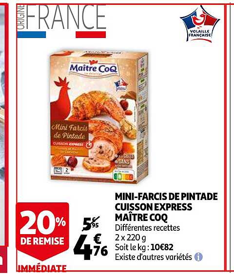 mini-farcis de pintade cuisson express maître coq