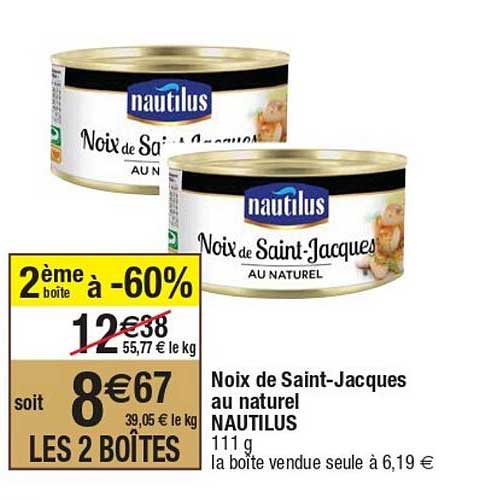 noix de saint-jacques au naturel nautilus