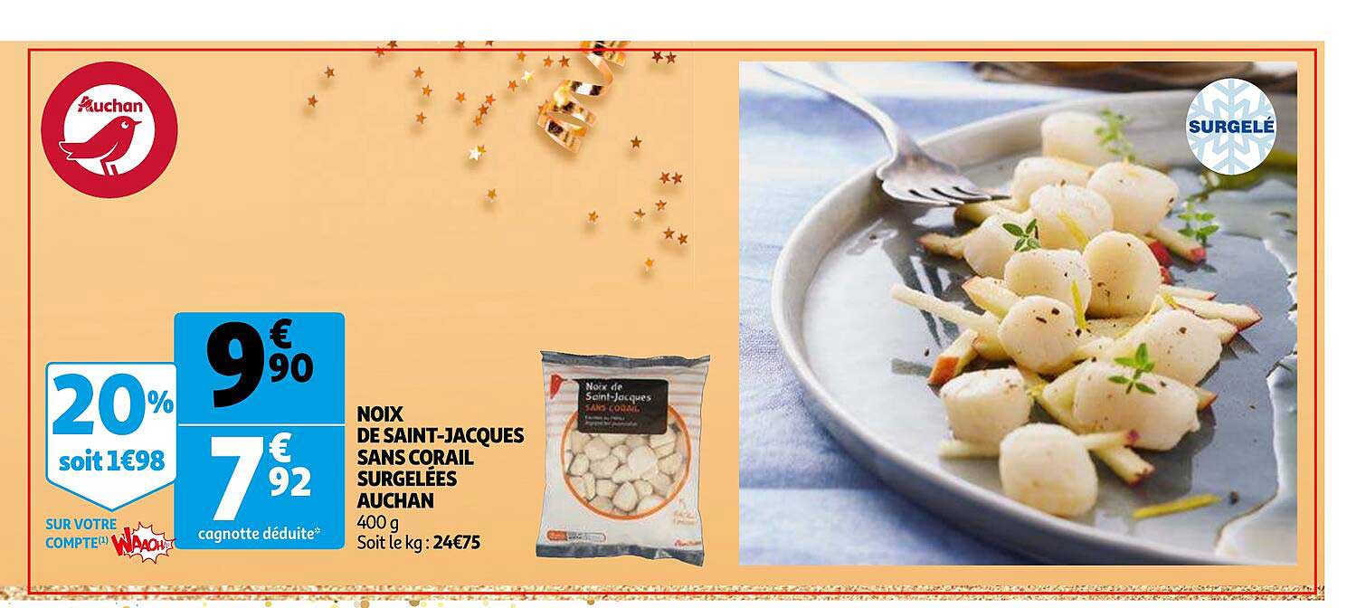 Noix De Saint-jacques Sans Corail Surgelées Auchan