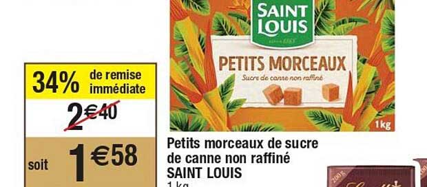 petits morceaux de sucre de canne non raffiné saint louis