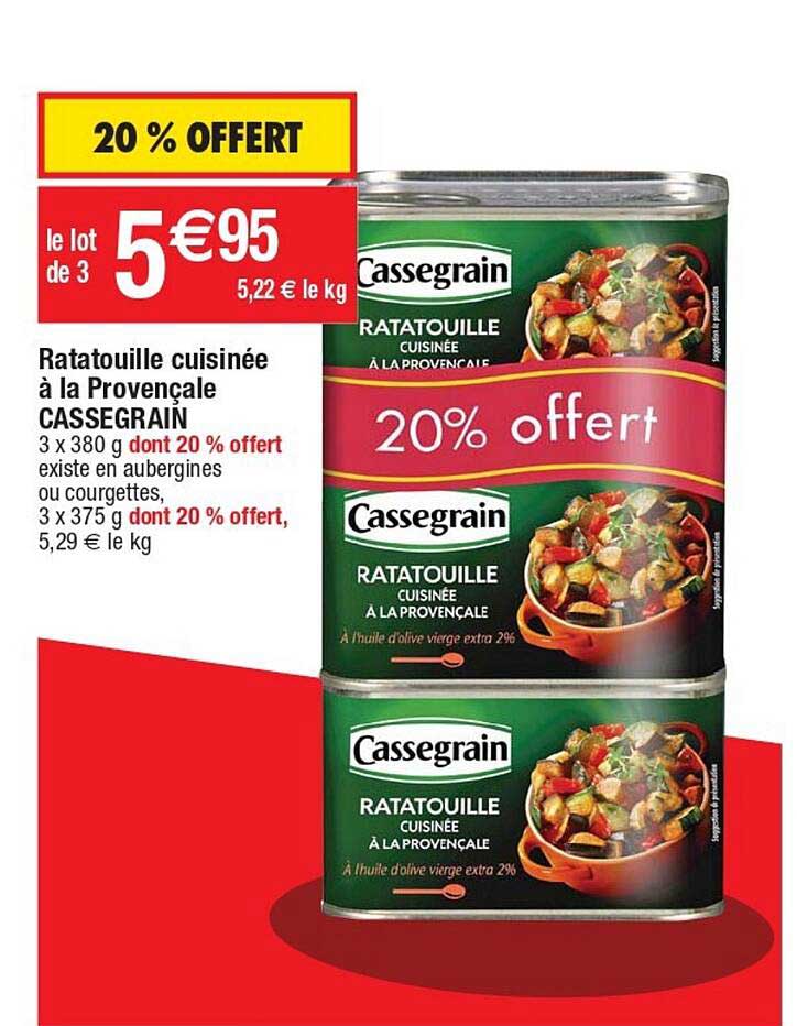 Ratatouille Cuisinée à La Provençale Cassegrain