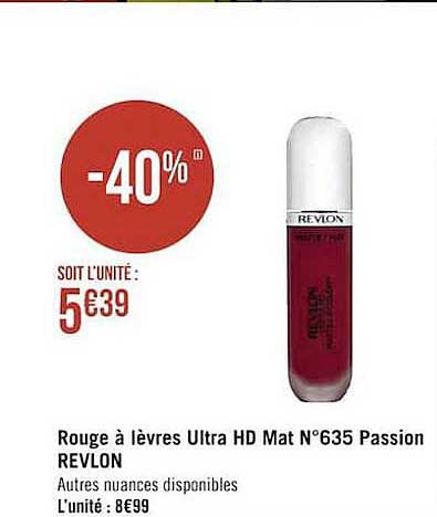 rouge à lèvres ultra hd mat n° 635 passion revlon