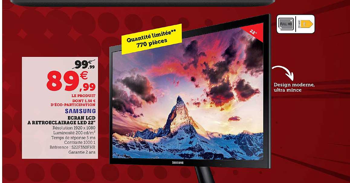 samsung ecran lcd a retroeclairage led 22"