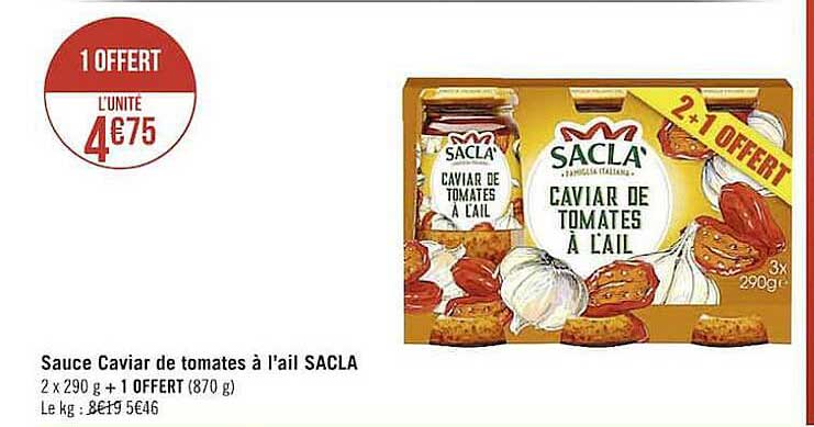 sauce caviar de tomates à l'ail sacla