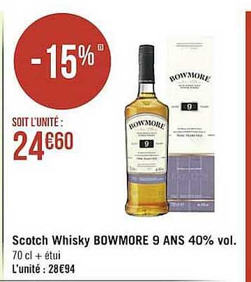 scotch whisky bowmore 9 ans 40% vol.
