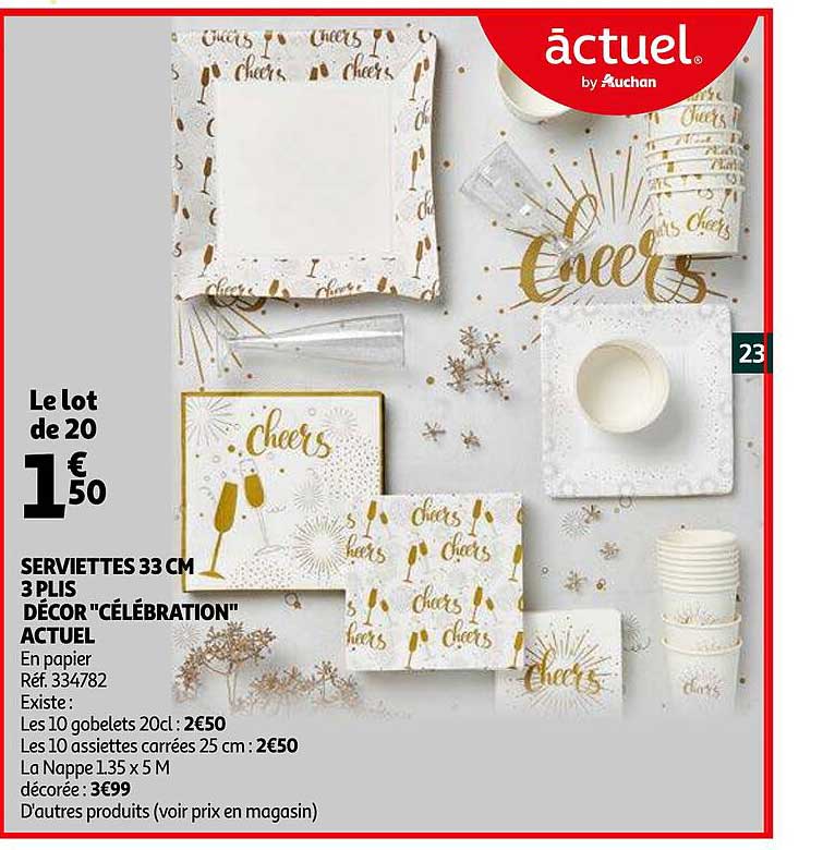 serviettes 33 cm 3 plis décor "célébration" actuel