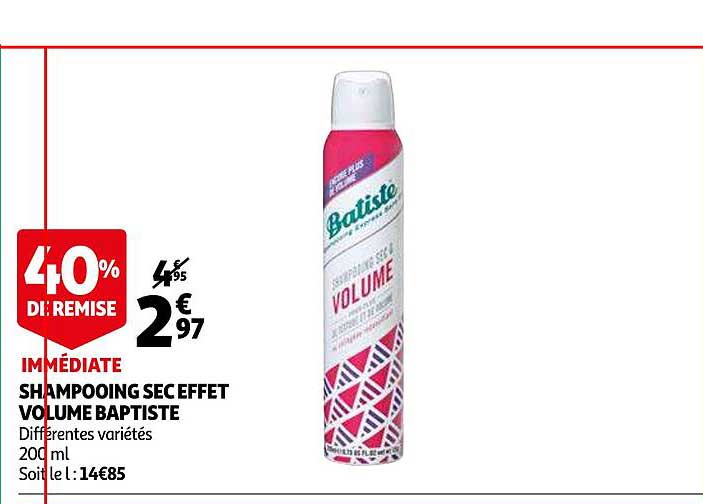 shampooing sec effet volume baptiste