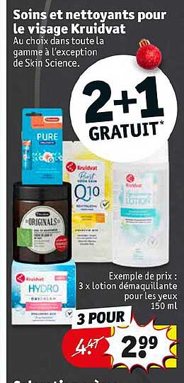 soins et nettoyants pour le visage kruidvat 2+1 gratuit