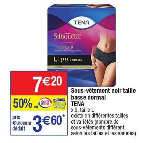 sous-vêtement noir taille basse normal tena