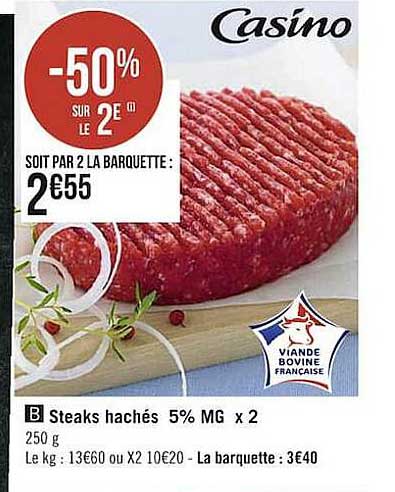 Steaks Hachés 5% Mg -50% Sur Le 2e