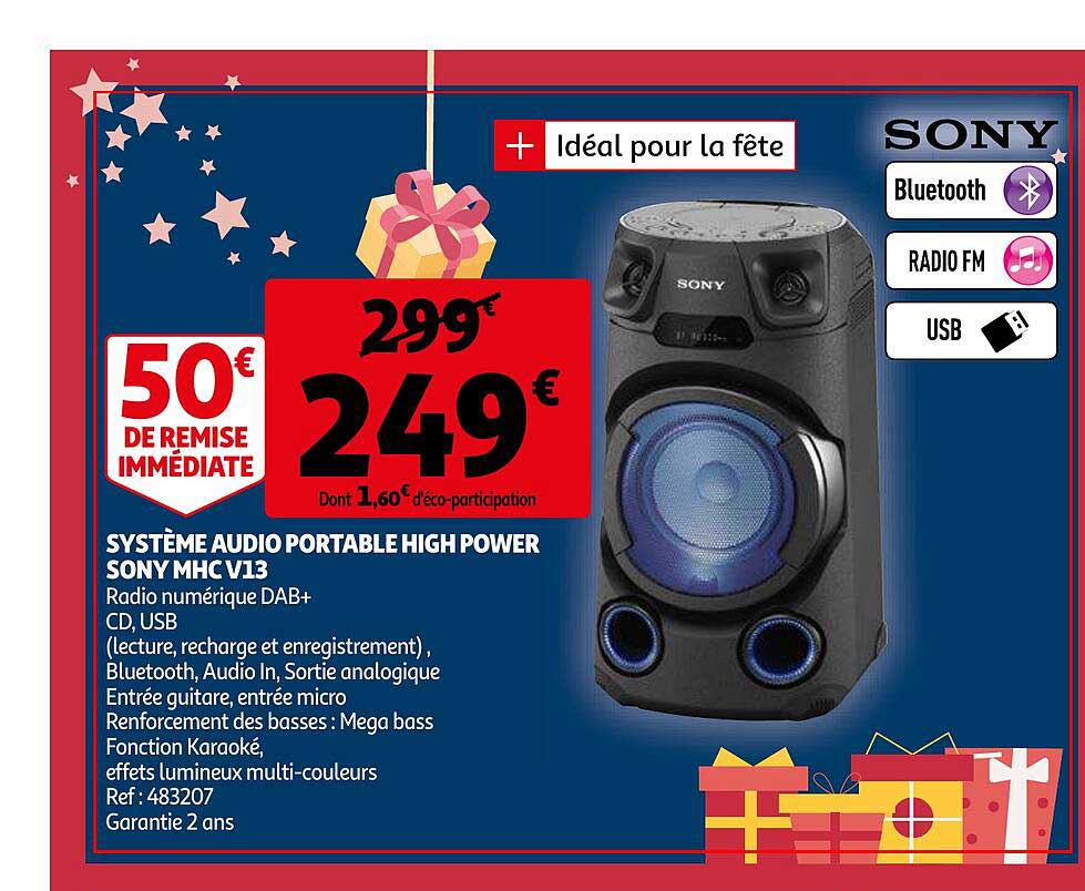 système audio portable high power sony mhc v13