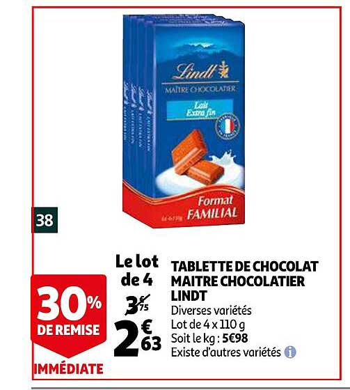 tablette de chocolat maître chocolatier lindt