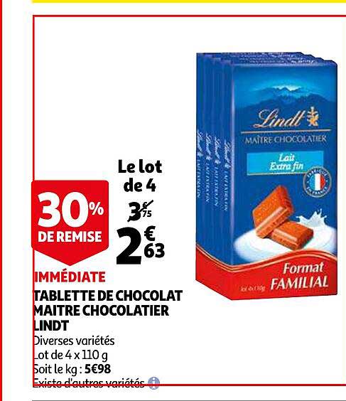 tablette de chocolat maître chocolatier lindt