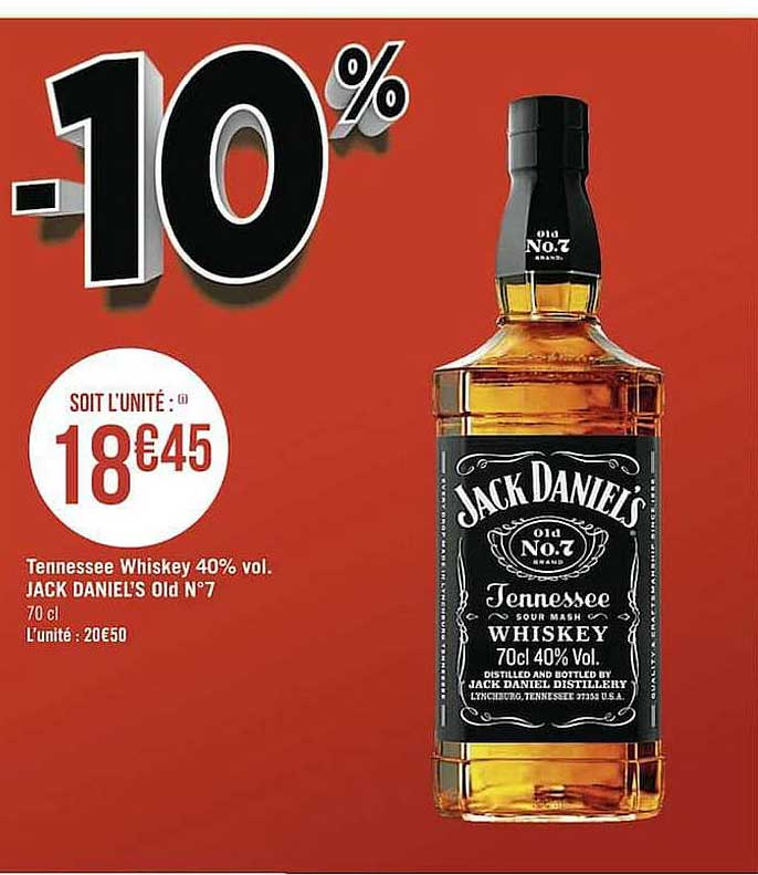 tennessee whiskey 40% vol. jack daniel's old n°7