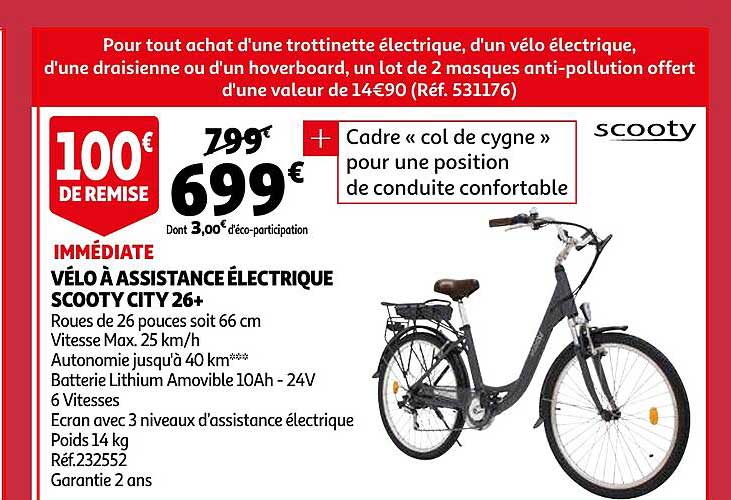 vélo à assistance électrique scooty city 26+