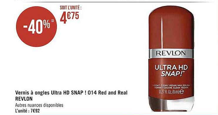 vernis à ongles ultra hd snap ! 014 red and real revlon