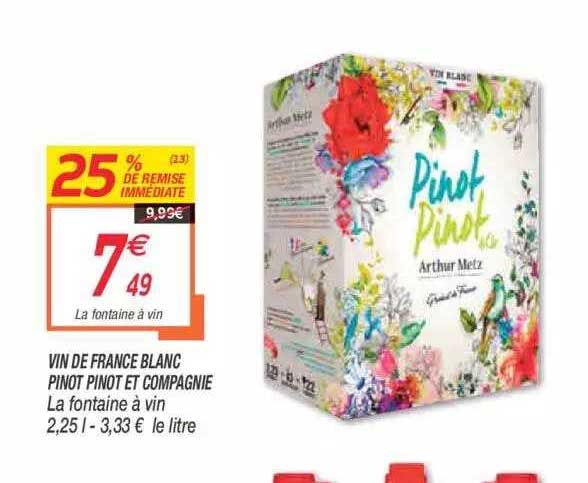 vin de france blanc pinot pinot et compagnie la fontaine à vin 25% de remise immédiate