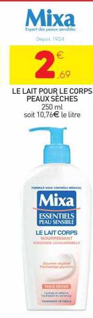 le lait pour le corps peaux sèches mixa