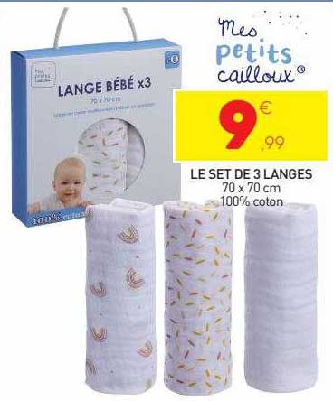 le set de 3 langes mes petits cailloux