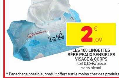 les 100 lingettes bébé peaux sensibles visage & corps