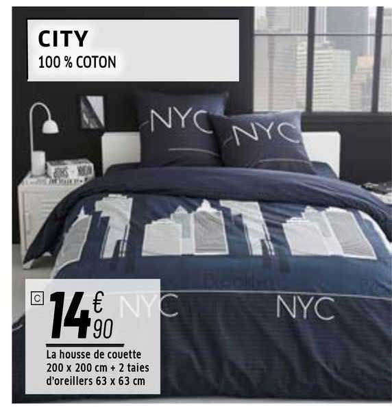 la housse de couette 200 x 200 cm + 2 taies d'oreillers 63 x 63 cm city