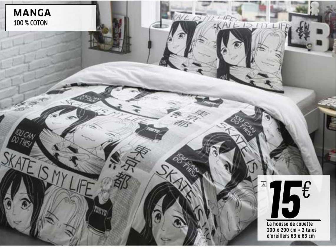 la housse de couette 200 x 200 cm + 2 taies d'oreillers 63 x 63 cm manga