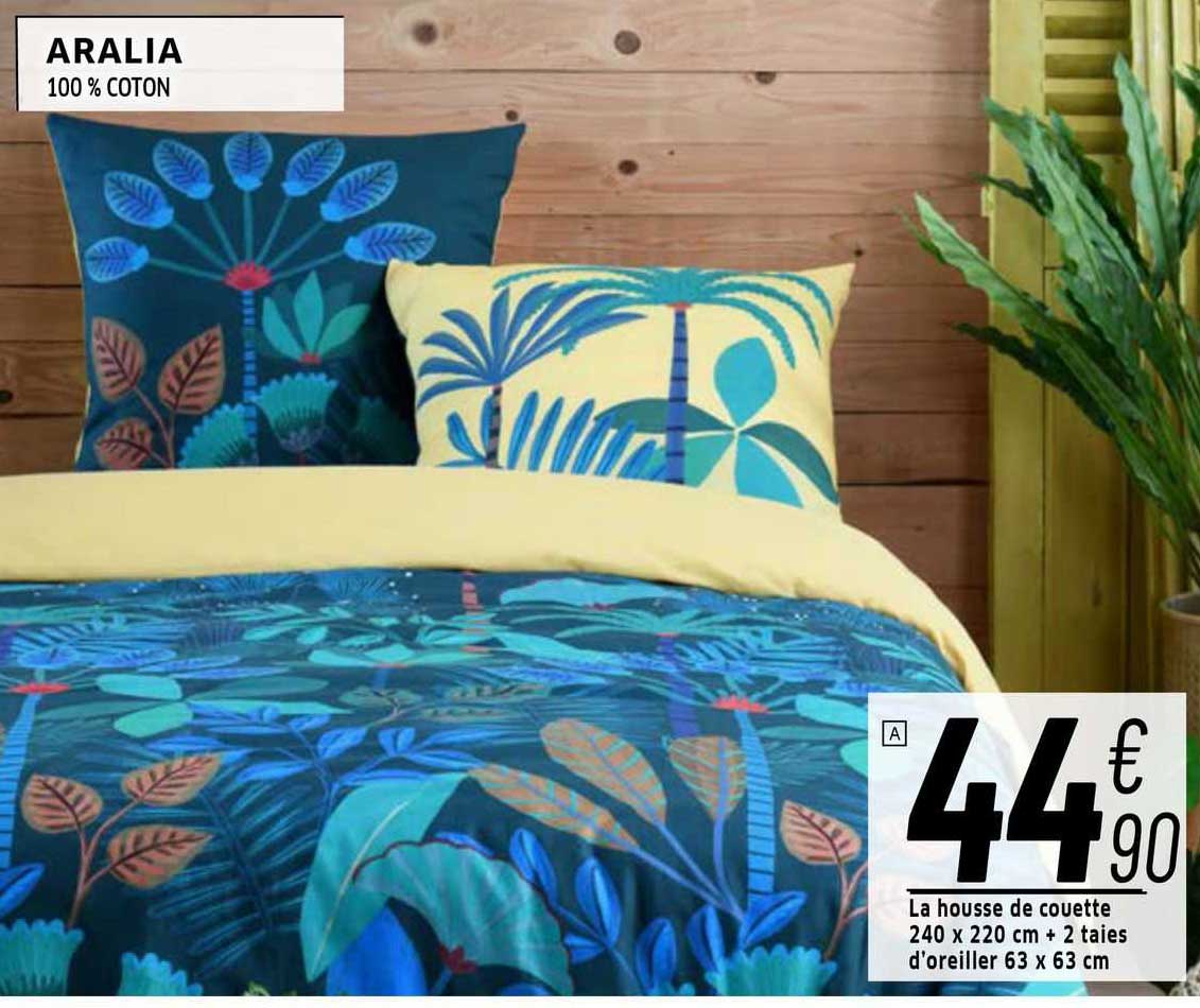 la housse de couette 240 x 220 cm + 2 taies d'oreiller 63 x 63 cm aralia