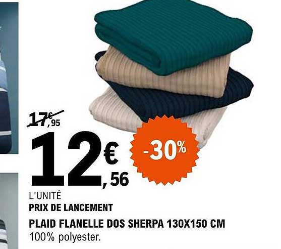 Plaid Flanelle Dos Sherpa 130 X 150 Cm