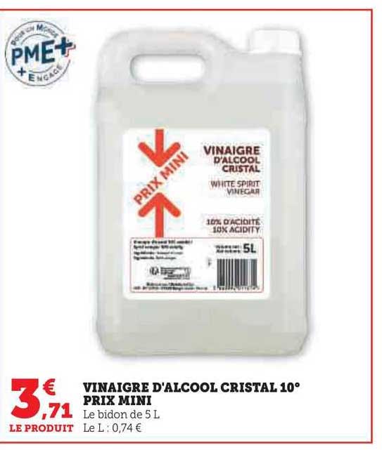 vinaigre d'alcool cristal 10° prix mini