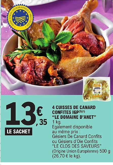 4 cuisses de canard confites igp "le domaine d'anet"