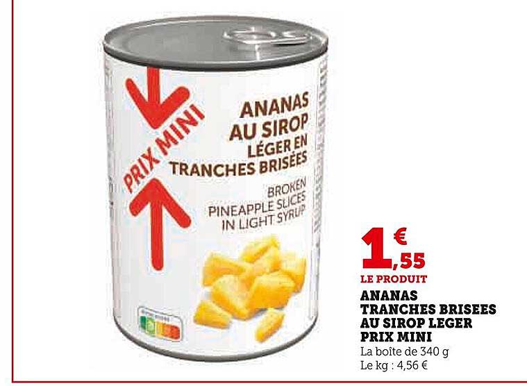ananas tranchés brisées au sirop léger prix mini