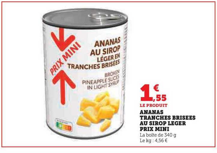 ananas tranchés brisées au sirop léger prix mini