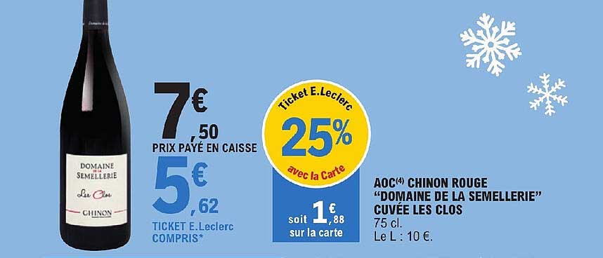 aoc chinon rouge "domaine de la semellerie" cuvée les clos