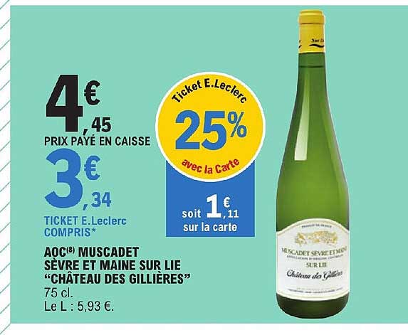 aoc muscadet sèvre et maine sur lie "château des gillières"