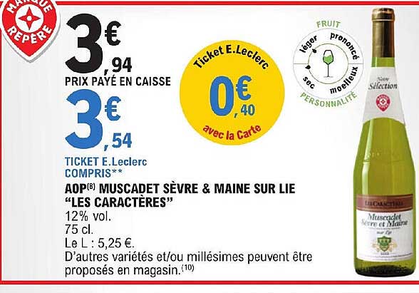 aop muscadet sèvre & maine sur lie "les caractères"