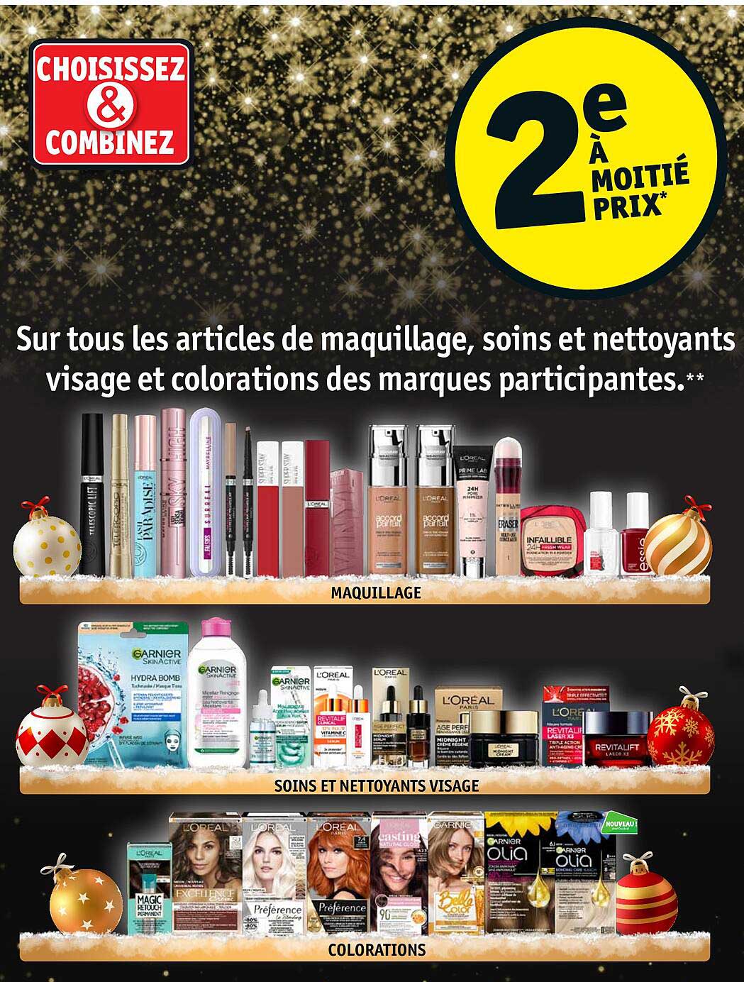articles de maquillage, soins et nettoyants visage et coloration des marques participantes