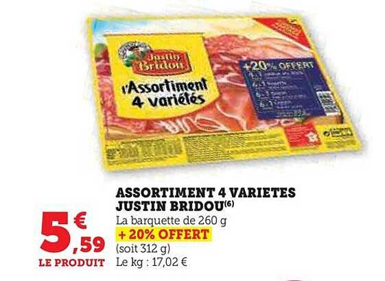 assortiment 4 variétés justin bridou
