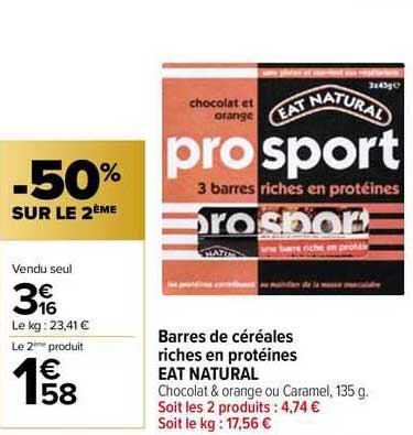 barres de céréales riches en protéines eat natural