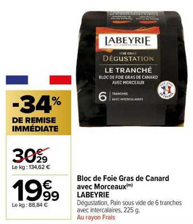 Bloc De Foie Gras De Canard Avec Morceaux Labeyrie