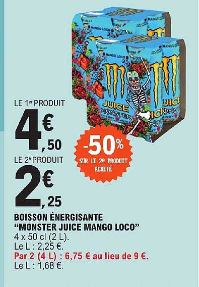 boisson énergisante "monster juice mango loco"