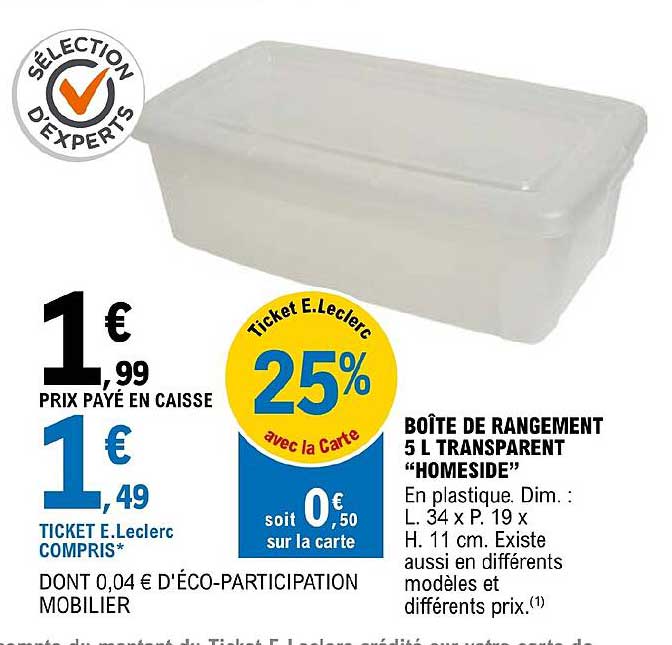 Boîte De Rangement 5 L Transparent "homeside"