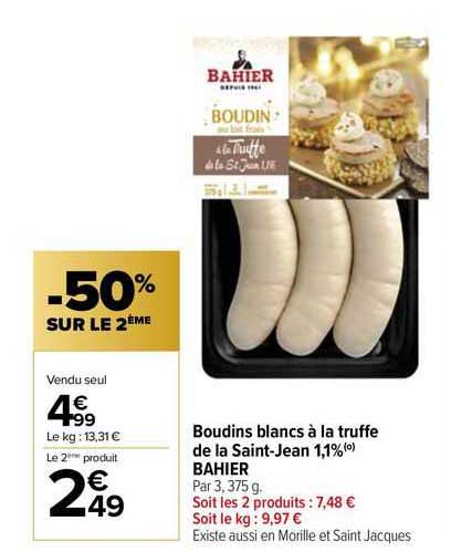 boudins blancs à la truffe de la saint-jean 1,1% bahier