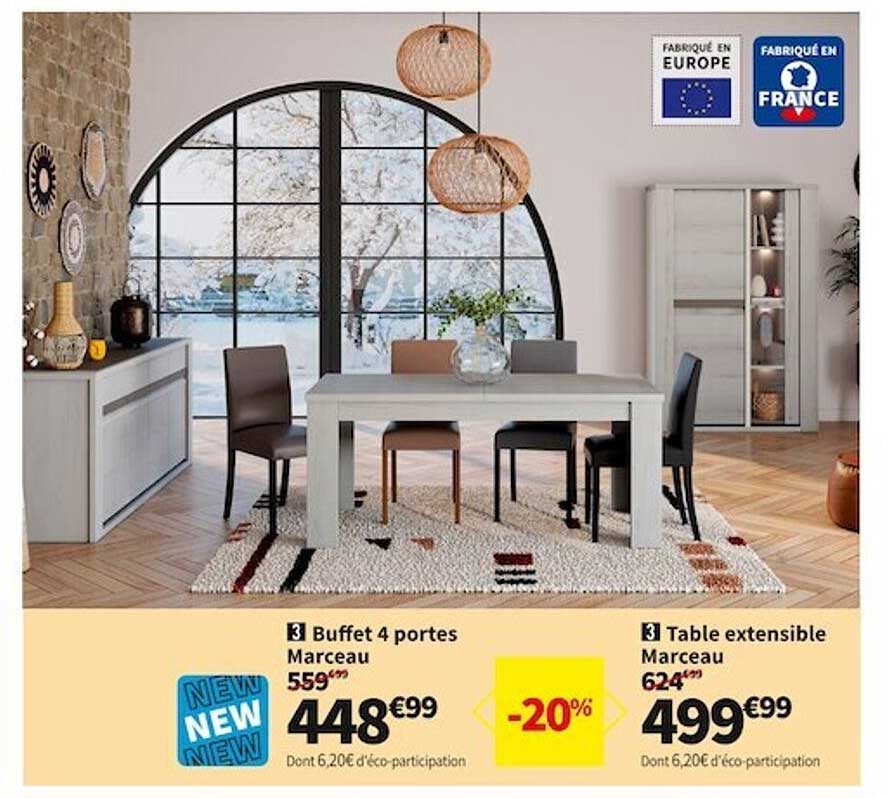 buffet 4 portes marceau, table extensible marceau