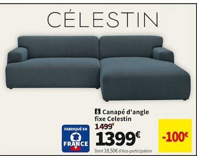 canapé d'angle fixe celestin
