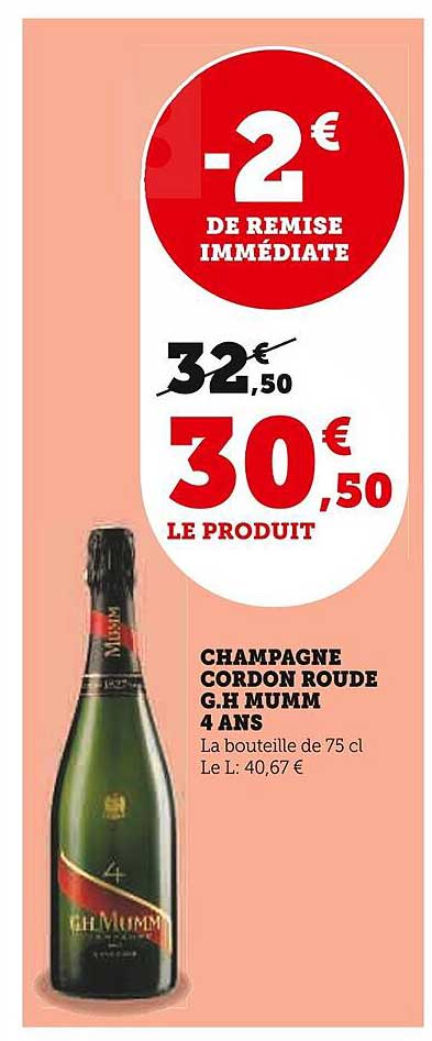 champagne cordon roude g.g. mumm 4 ans