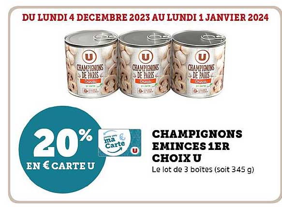 champignons émincés 1er choix u