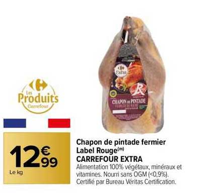 chapon de pintade fermier label rouge carrefour extra