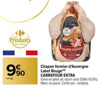 chapon fermier d'auvergne label rouge carrefour extra